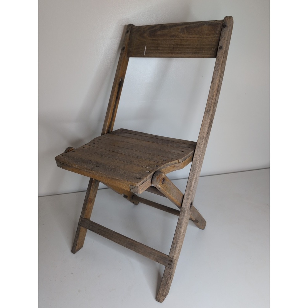Antique Vintage Slat Wood Folding Chair Snyder Chair Co. USA
